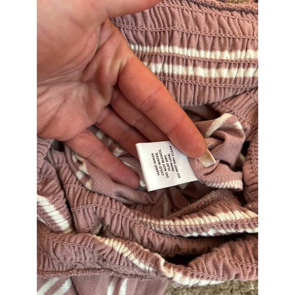 Altar'd State Strapless jumpsuit, mauve jumpsuit, smocked bodice, wide leg SZ M - Picture 9 of 10